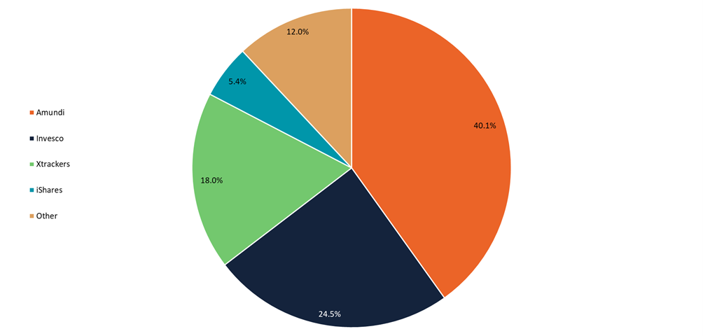 Share of synthetic ETF AUM by provider, November 2024